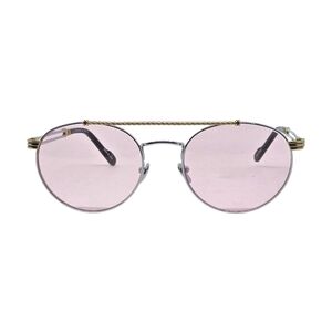 PORTA ROMANA Round Pink Lens Sunglasses with Gold Accents